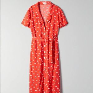 Aritzia Wilfred Shirt Dress in Flame RED/Espace